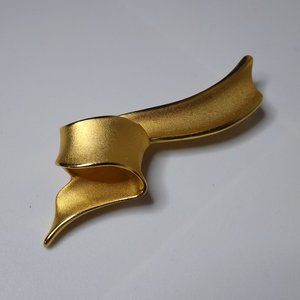 Vintage Metal Large Ribbon Brooch